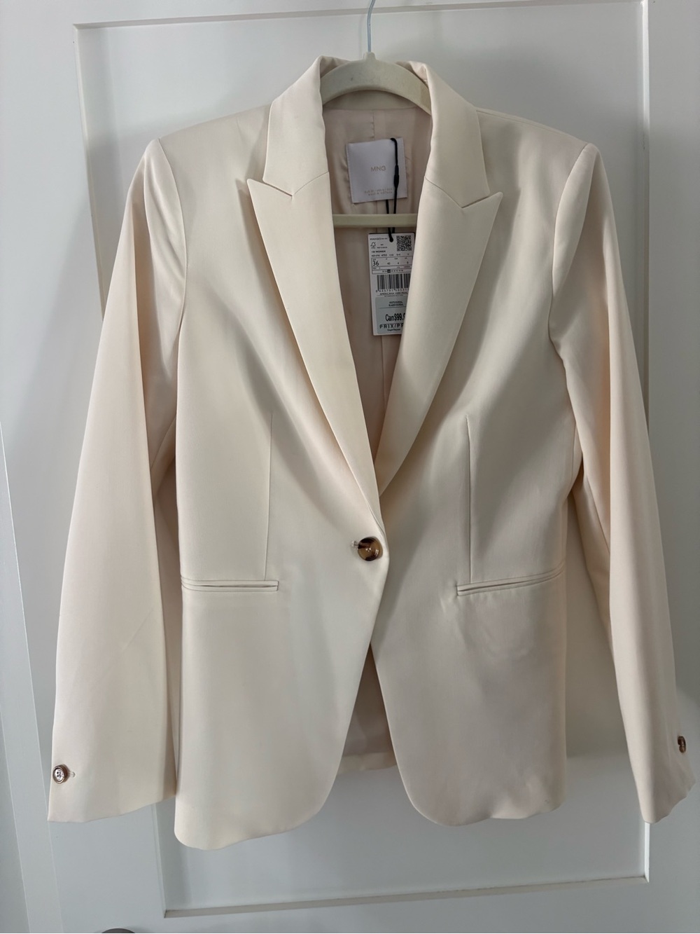 NWT MNG cream blazer classic neutral minimalist workwear office casual sz 4